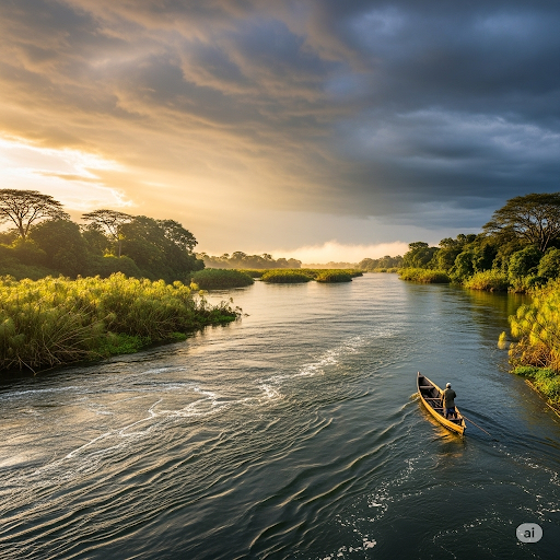 Kayakers on the White Nile river in Jinja.